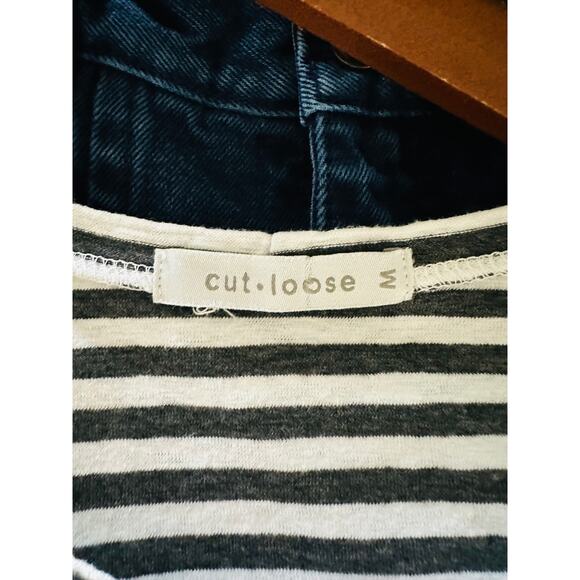 Cut Loose Women's Linen Top/T Shirt Braton Strip Nautical Size M Lagen Look - Picture 3 of 9